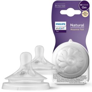 Philips Avent Natural Response Bottle Teat - 2 x Baby Bottle Flow 1 Teats for Newborn Babies, 0+ Months, BPA Free