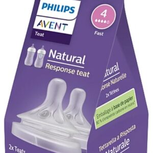 Philips Avent Natural Response Bottle Teat - 2 x Baby Bottle Flow 4 Teats for Newborn Babies, 3+ Months, BPA Free