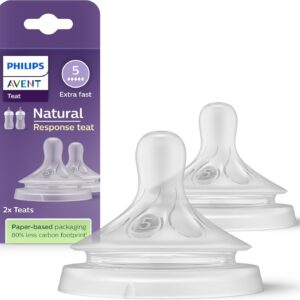 Philips Avent Natural Response Bottle Teat - 2 x Baby Bottle Flow 5 Teats , 6 Months, extra fast